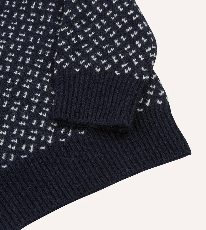Drake039s Norwegian Birdseye Wool Alpaca Crew Neck Jumper Men Knitwear