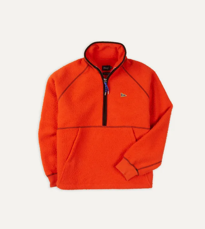 Drake039s Orange Casentino Wool HalfZip Pullover Fleece Men Fleeces