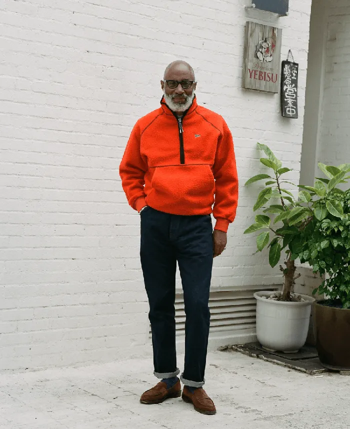 Drake039s Orange Casentino Wool HalfZip Pullover Fleece Men Fleeces