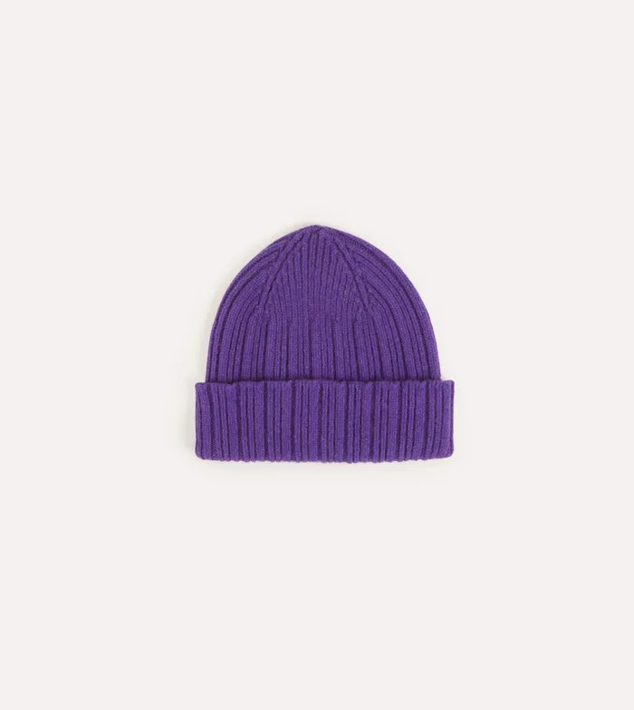 Drake039s Purple Angora Lambswool Ribbed Knit Cap Men Hats