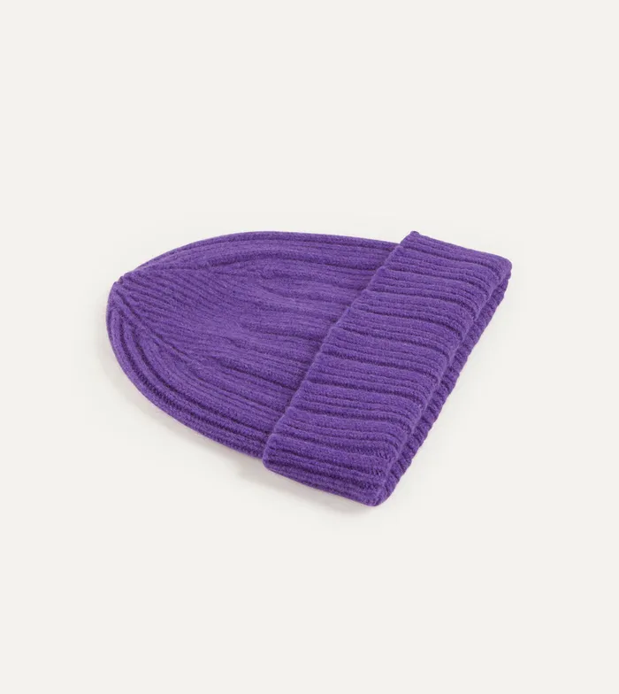 Drake039s Purple Angora Lambswool Ribbed Knit Cap Men Hats