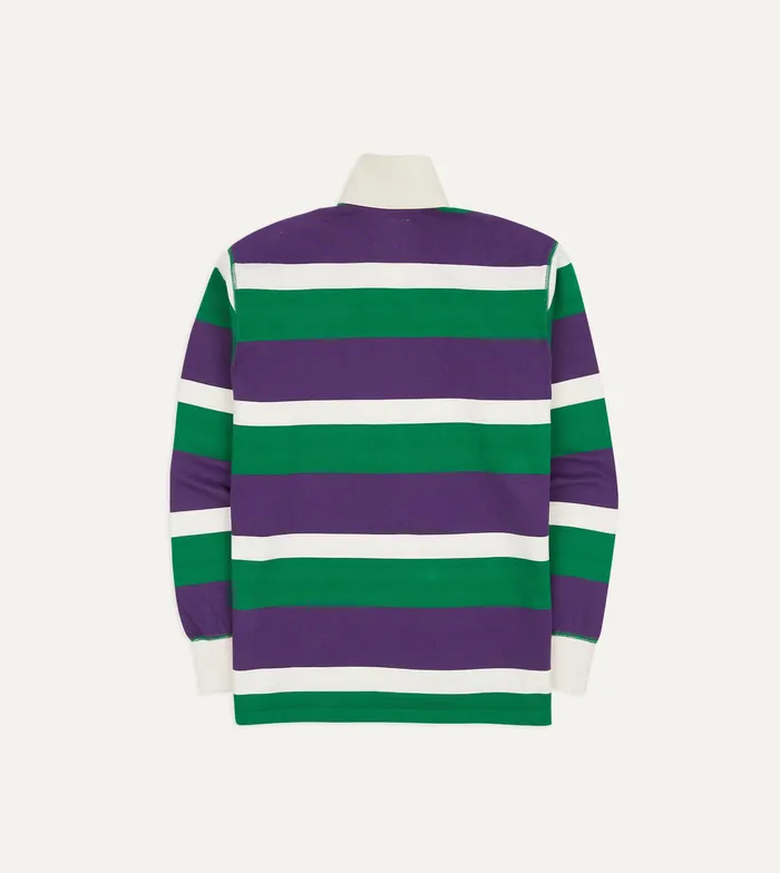 Drake039s Purple Green And White Stripe Cotton Rugby Shirt Men Polos and Sweatshirts