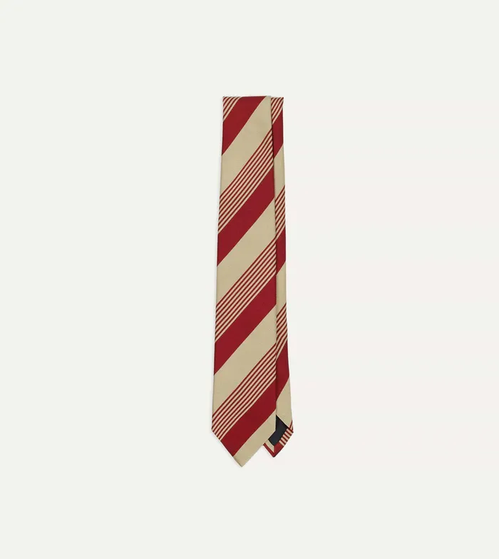 Drake039s Red And Gold Multi Stripe Silk Tipped Tie Men Striped Ties