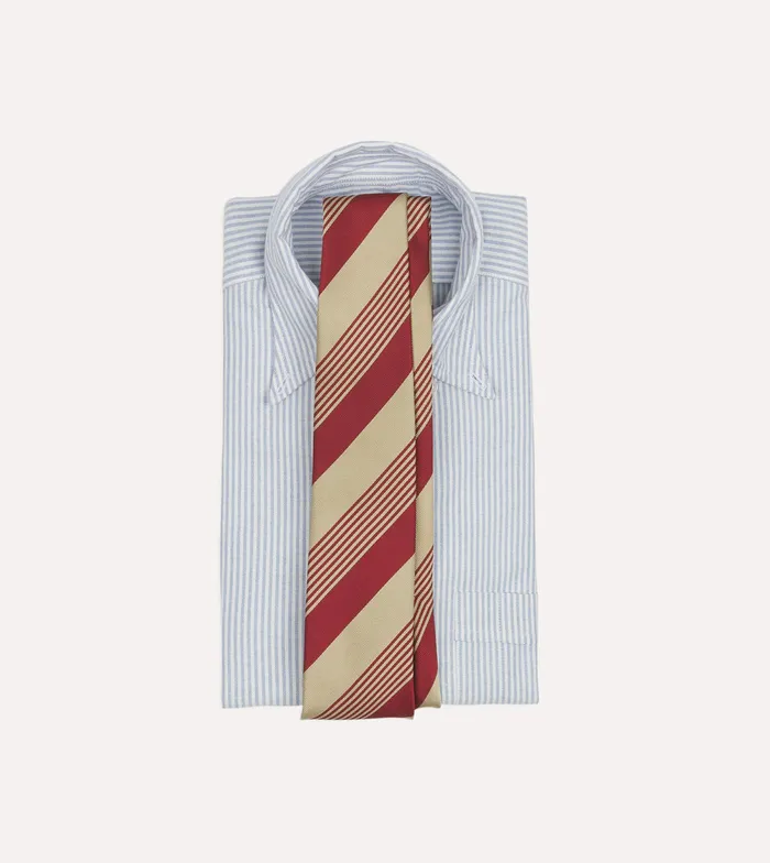 Drake039s Red And Gold Multi Stripe Silk Tipped Tie Men Striped Ties