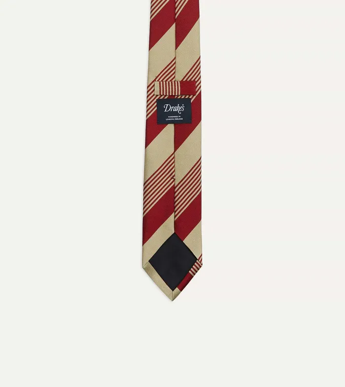 Drake039s Red And Gold Multi Stripe Silk Tipped Tie Men Striped Ties