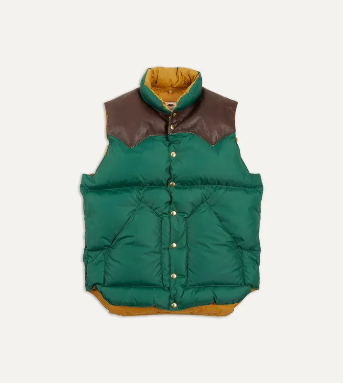 Drake039s Rocky Mountain Featherbed For Green Nylon Leather Christy Down Vest Men Coats and Jackets