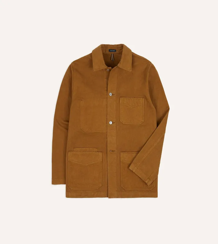 Drake039s Tobacco Cotton Duck Canvas FivePocket Chore Jacket Men Coats and Jackets