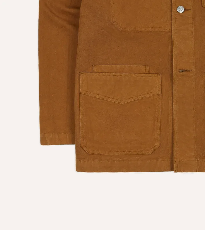 Drake039s Tobacco Cotton Duck Canvas FivePocket Chore Jacket Men Coats and Jackets