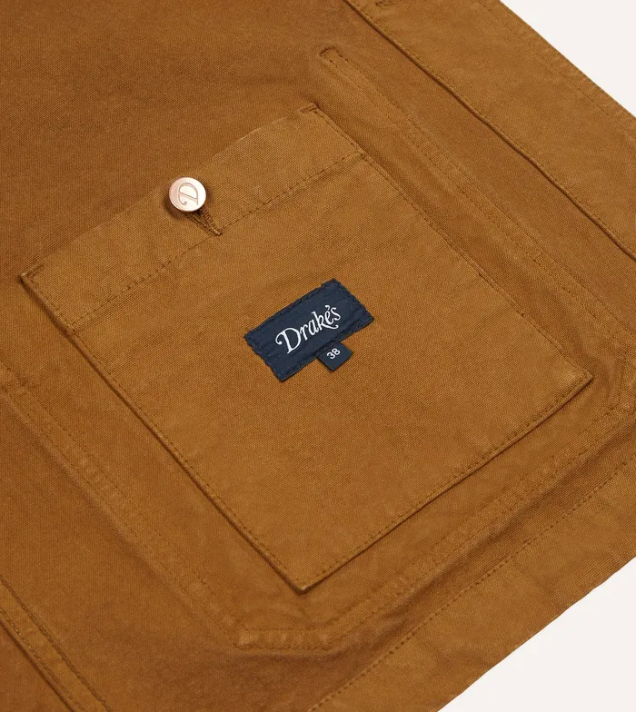 Drake039s Tobacco Cotton Duck Canvas FivePocket Chore Jacket Men Coats and Jackets