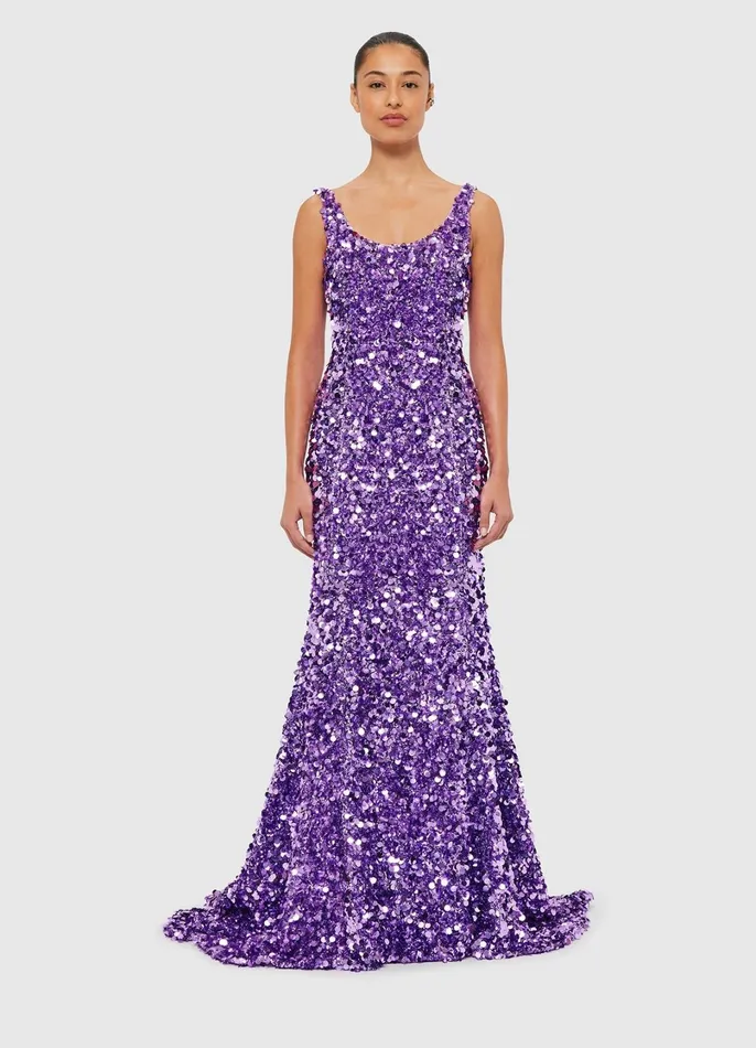 Dresses and Jumpsuits Women LEO LIN Adeline Sequin Low Back Gown 8211 Lavender