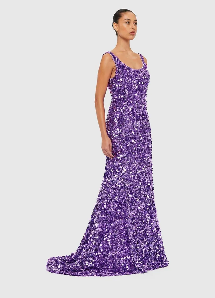 Dresses and Jumpsuits Women LEO LIN Adeline Sequin Low Back Gown 8211 Lavender