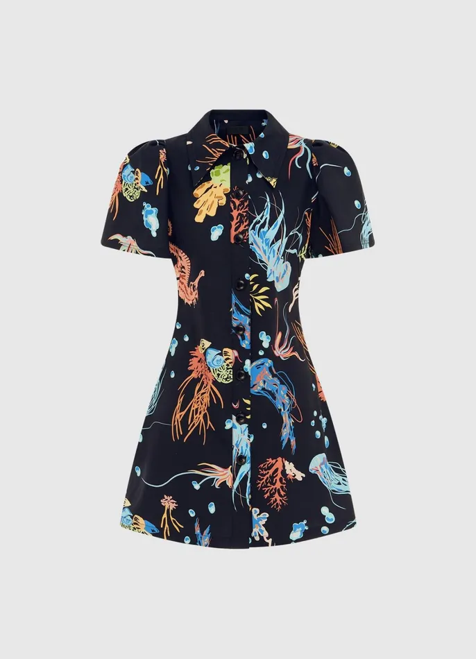 Dresses and Jumpsuits Women LEO LIN Brooke Shirt Sleeve Mini Dress 8211 Twilight Print In Black Dresses and Jumpsuits Women LEO LIN Brooke Shirt Sleeve Mini Dress 8211 Twilight Print In Black