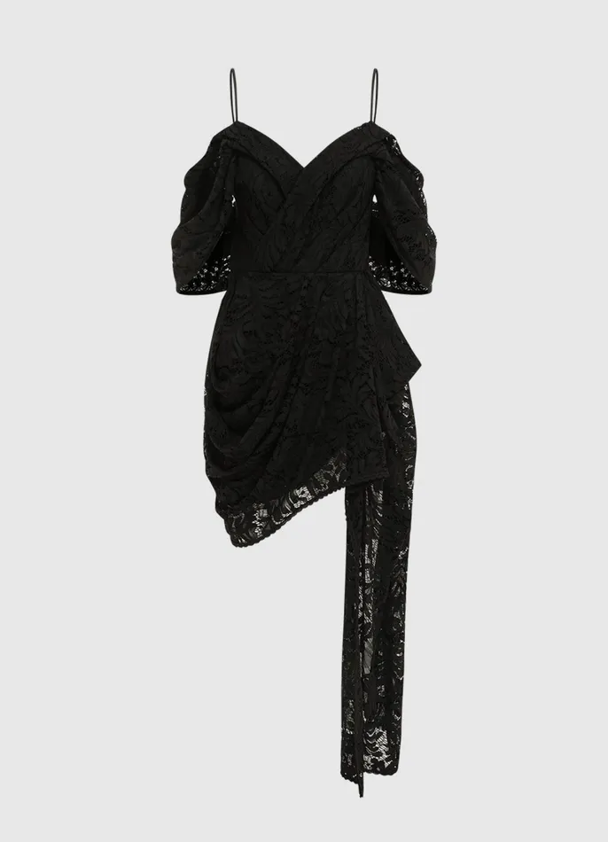 Dresses and Jumpsuits Women LEO LIN Caitlin Lace Draped Mini Dress 8211 Ebony Dresses and Jumpsuits Women LEO LIN Caitlin Lace Draped Mini Dress 8211 Ebony