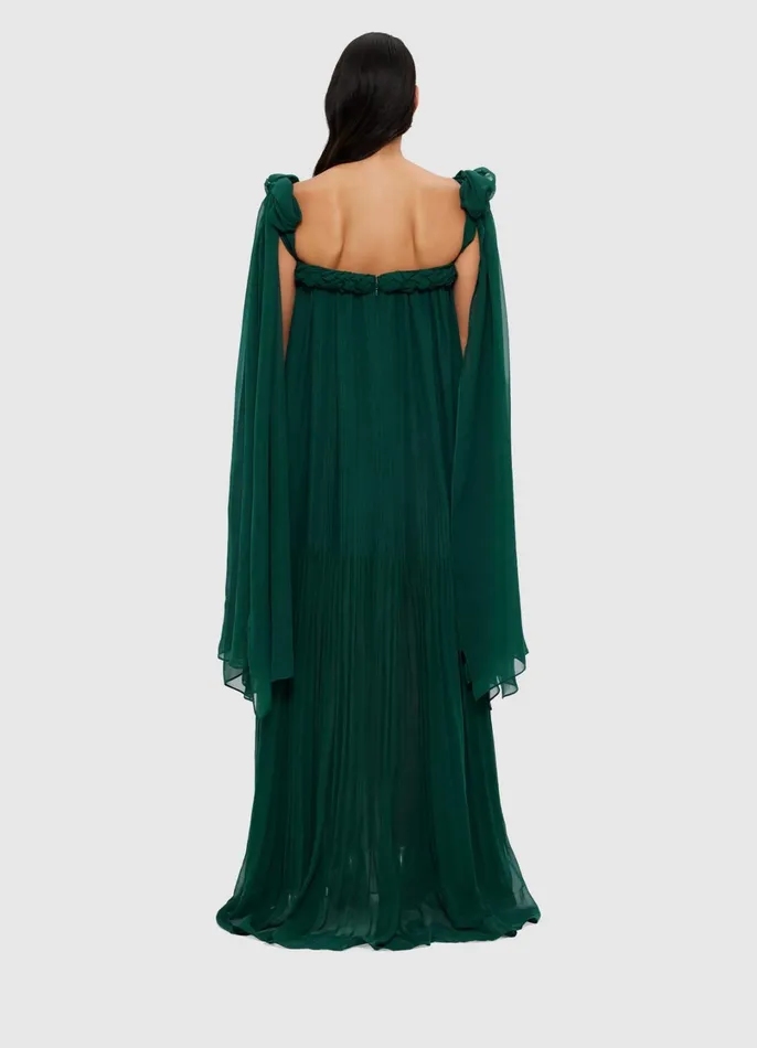 Dresses and Jumpsuits Women LEO LIN Camilla Draped Floor Length Dress 8211 Emerald