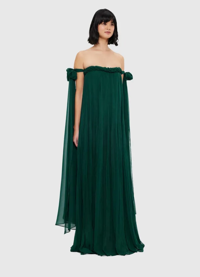 Dresses and Jumpsuits Women LEO LIN Camilla Draped Floor Length Dress 8211 Emerald
