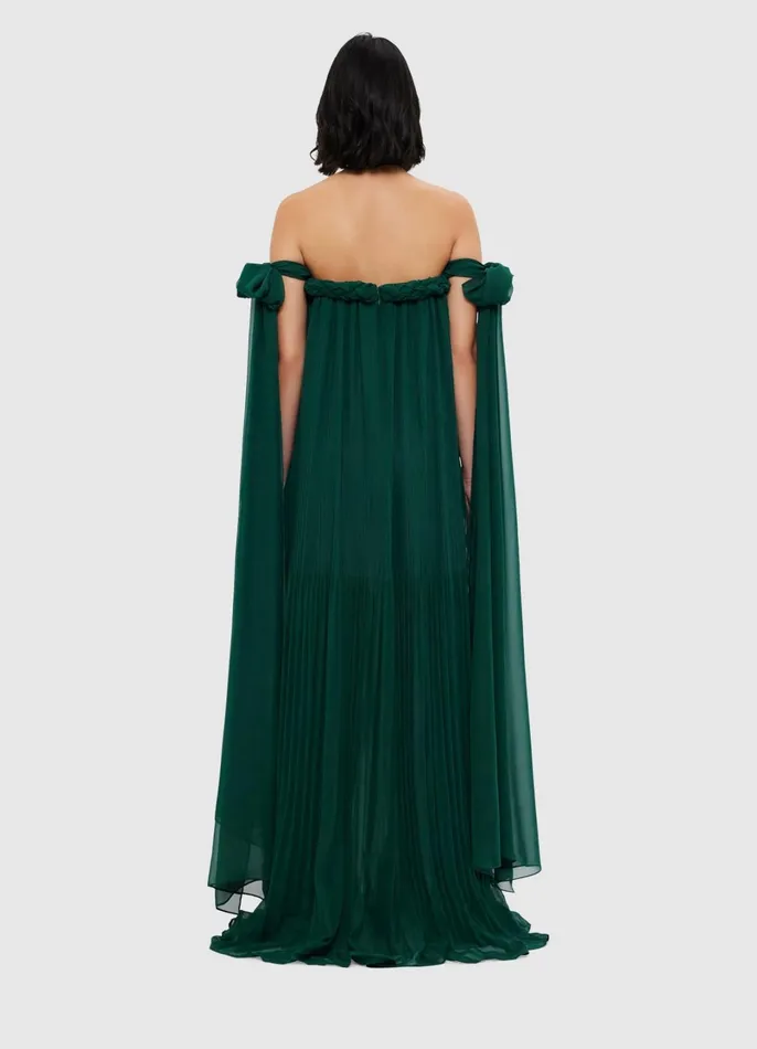 Dresses and Jumpsuits Women LEO LIN Camilla Draped Floor Length Dress 8211 Emerald