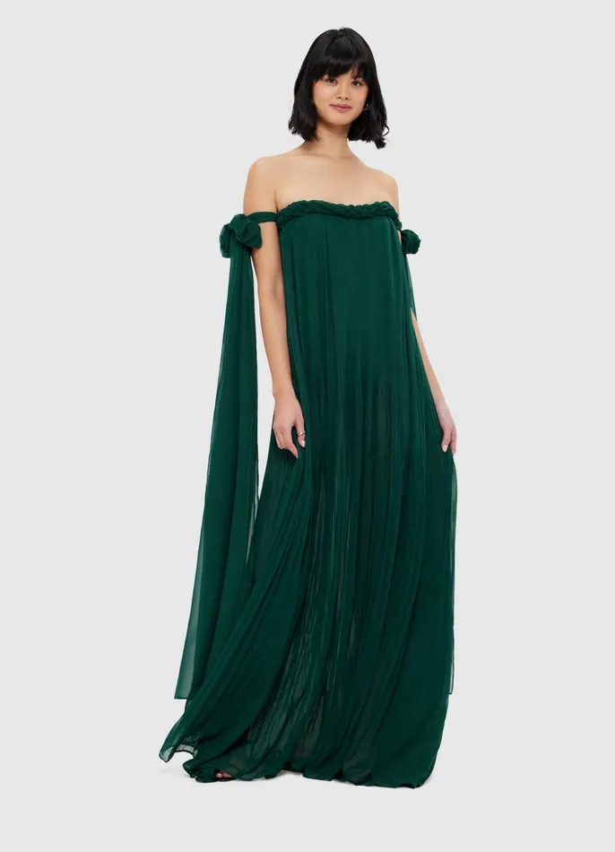 Dresses and Jumpsuits Women LEO LIN Camilla Draped Floor Length Dress 8211 Emerald