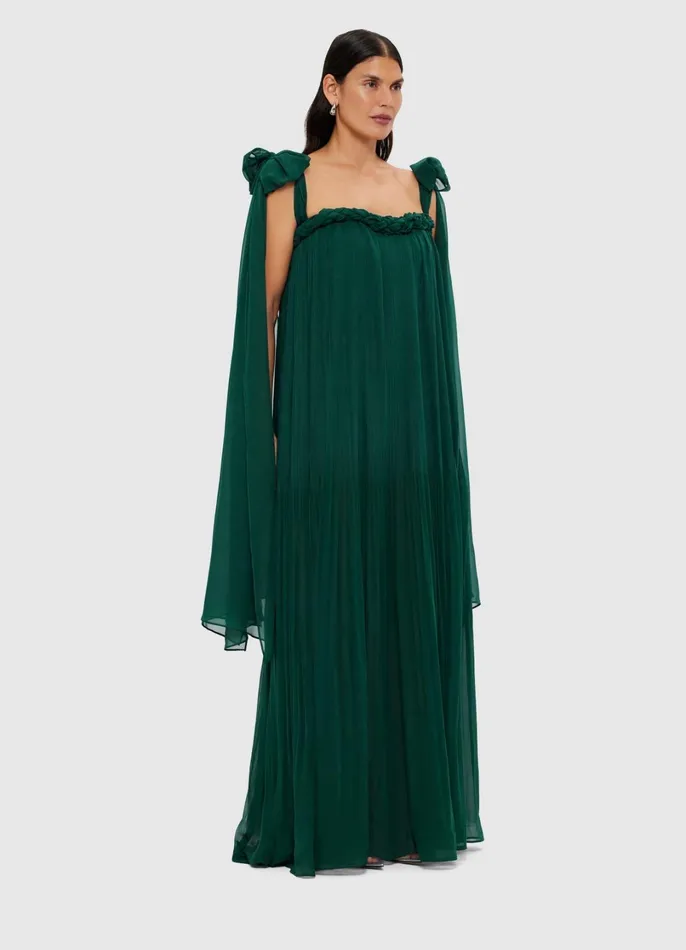Dresses and Jumpsuits Women LEO LIN Camilla Draped Floor Length Dress 8211 Emerald