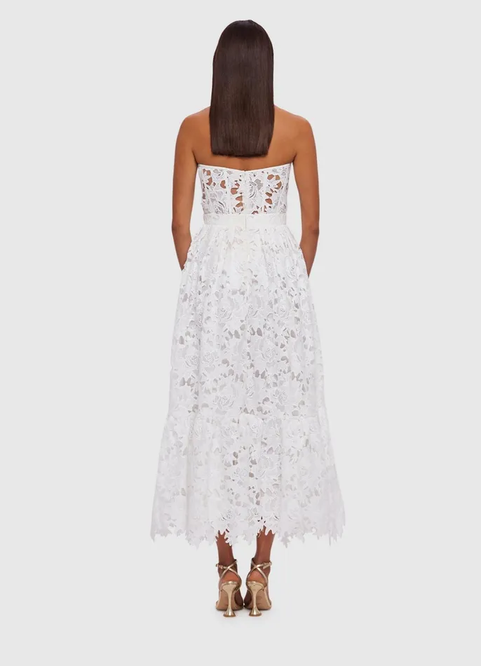 Dresses and Jumpsuits Women LEO LIN Emilia Lace Bustier Midi Dress 8211 Snow