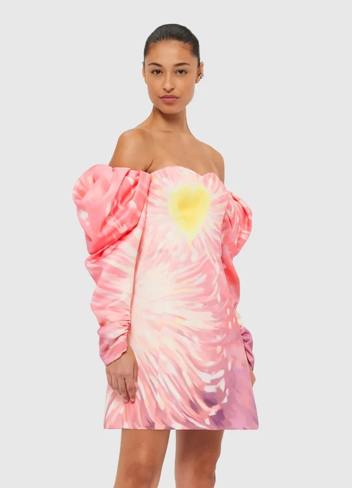 Dresses and Jumpsuits Women LEO LIN Gemma Off Shoulder Bustier Mini Dress 8211 Afterglow Print