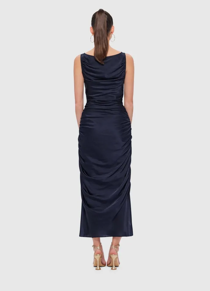 Dresses and Jumpsuits Women LEO LIN Laura Midi Dress 8211 Oxford Blue