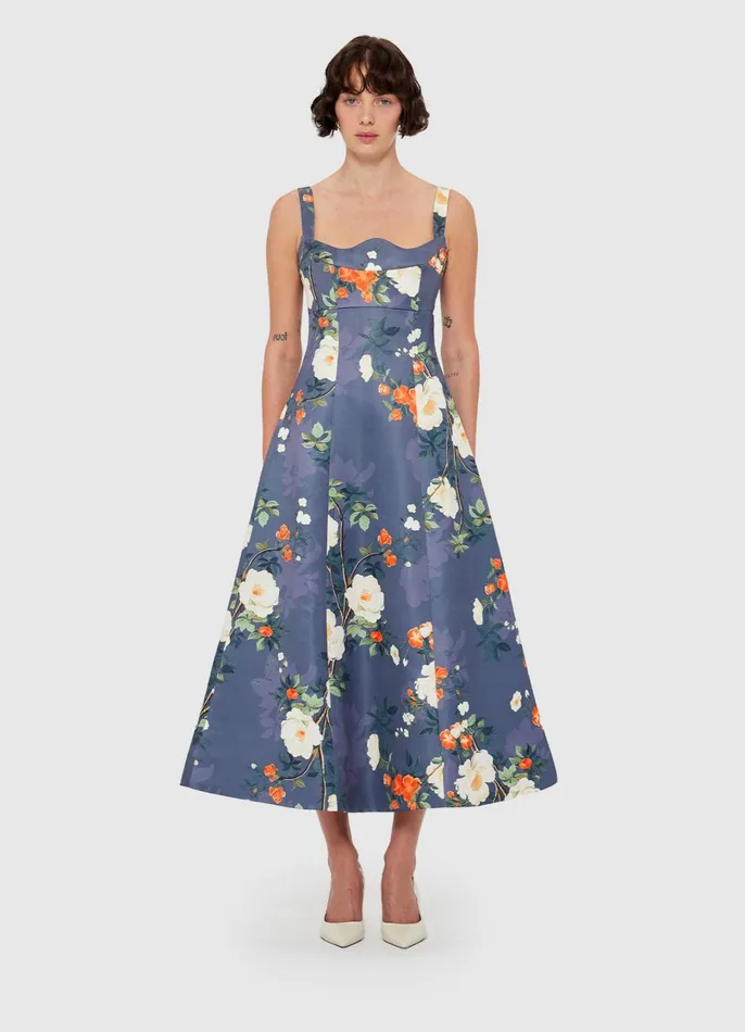 Dresses and Jumpsuits Women LEO LIN Odette Midi Dress 8211 Pear Blossom Print