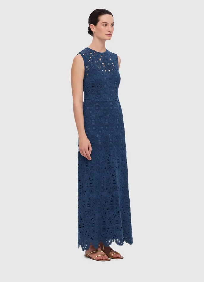 Dresses and Jumpsuits Women LEO LIN Serena Crochet Midi Dress 8211 Navy