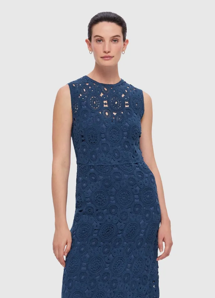 Dresses and Jumpsuits Women LEO LIN Serena Crochet Midi Dress 8211 Navy