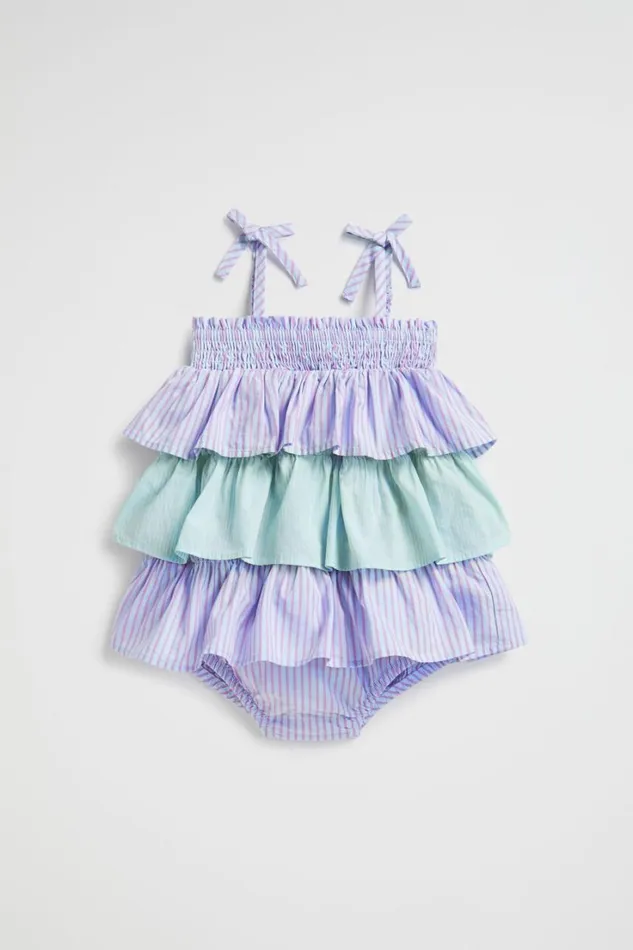 Dresses Baby Seed Heritage Poplin Stripe Romper Baby Blue