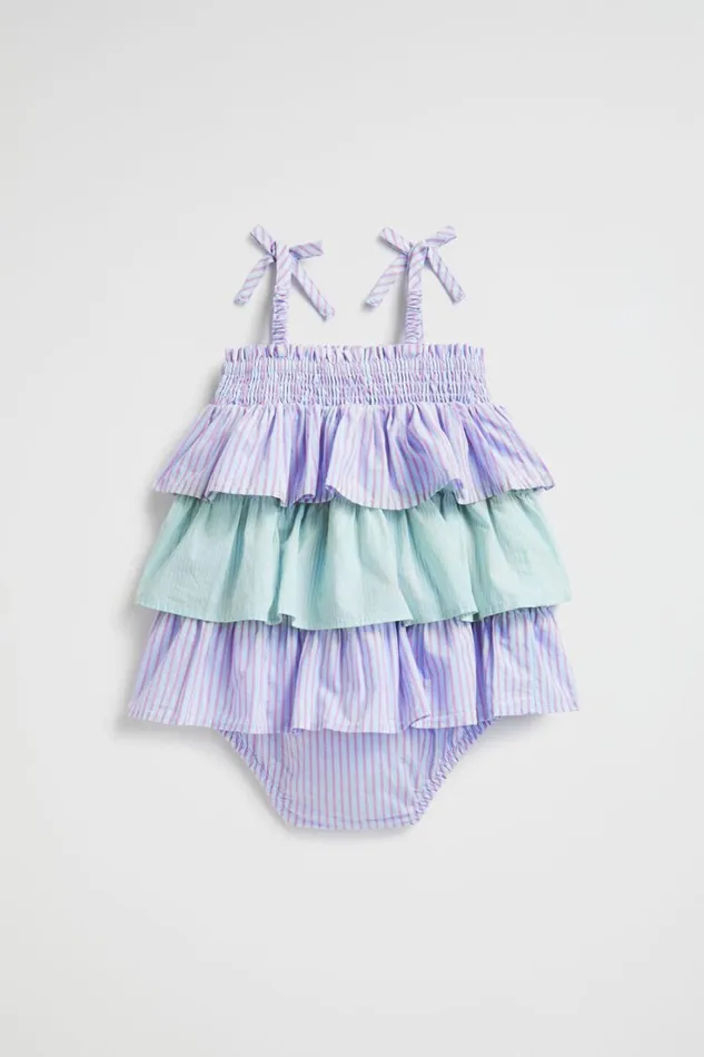 Dresses Baby Seed Heritage Poplin Stripe Romper Baby Blue