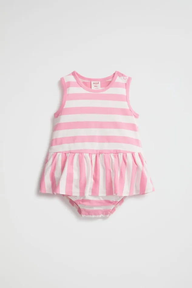 Dresses Baby Seed Heritage Stripe Tank Romper Candy Pink