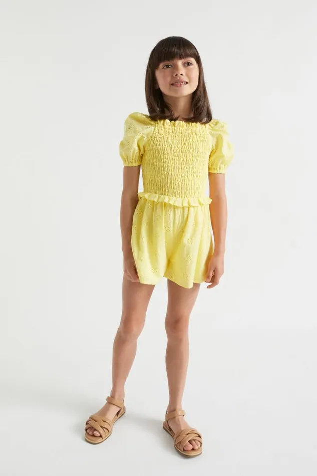 Dresses Girl Seed Heritage Floral Openwork Playsuit Sunshine