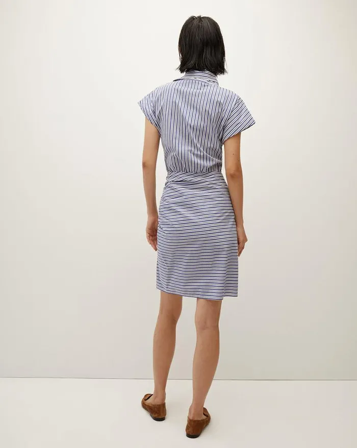 Dresses Shop Veronica Beard Arabel Striped Poplin Asymmetrical Dress Classic Blueoffwhite