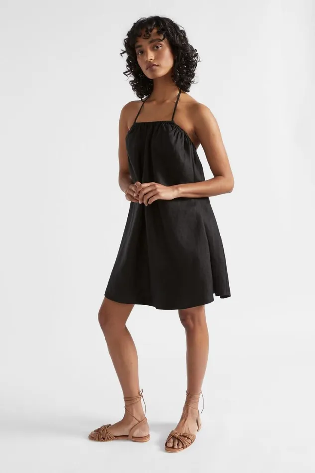 Dresses Woman Seed Heritage Linen Halter Mini Dress Black