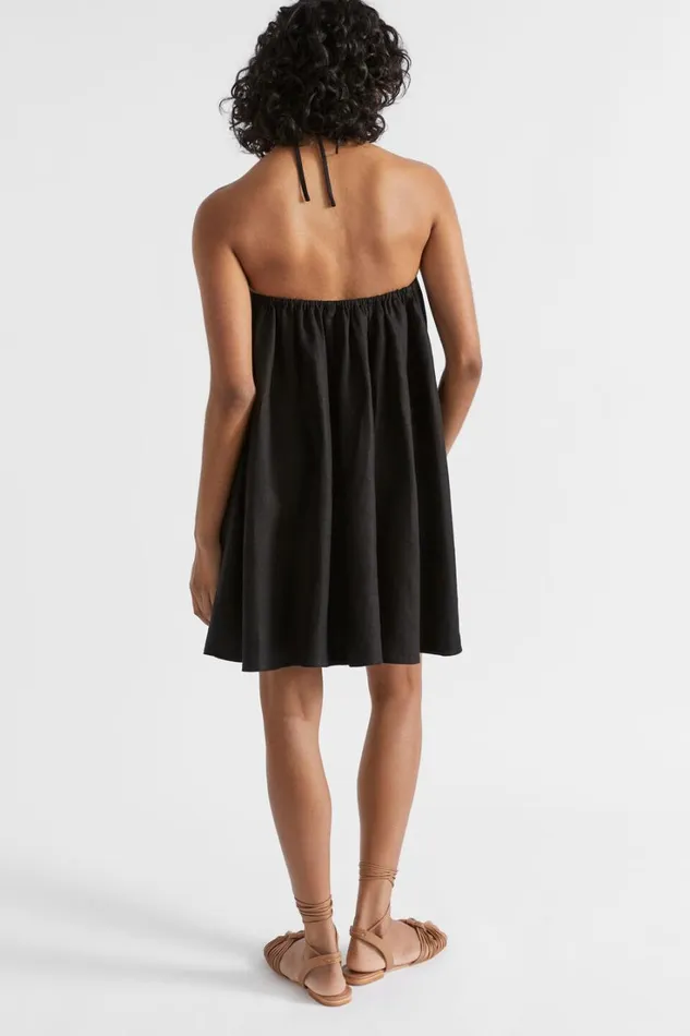 Dresses Woman Seed Heritage Linen Halter Mini Dress Black