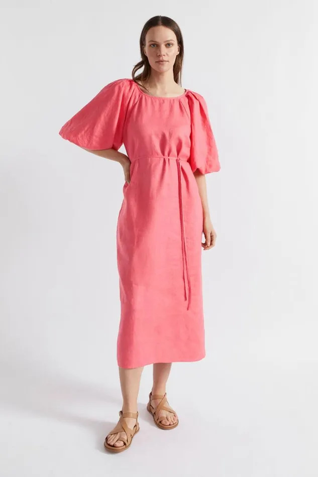 Dresses Woman Seed Heritage Linen Raglan Midi Dress Wild Berry