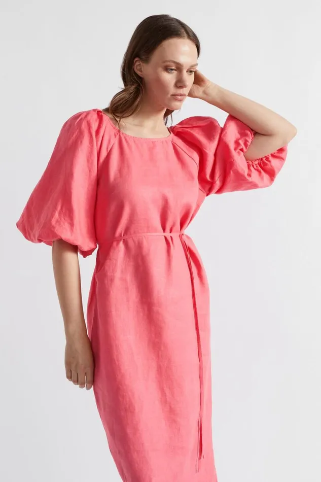 Dresses Woman Seed Heritage Linen Raglan Midi Dress Wild Berry
