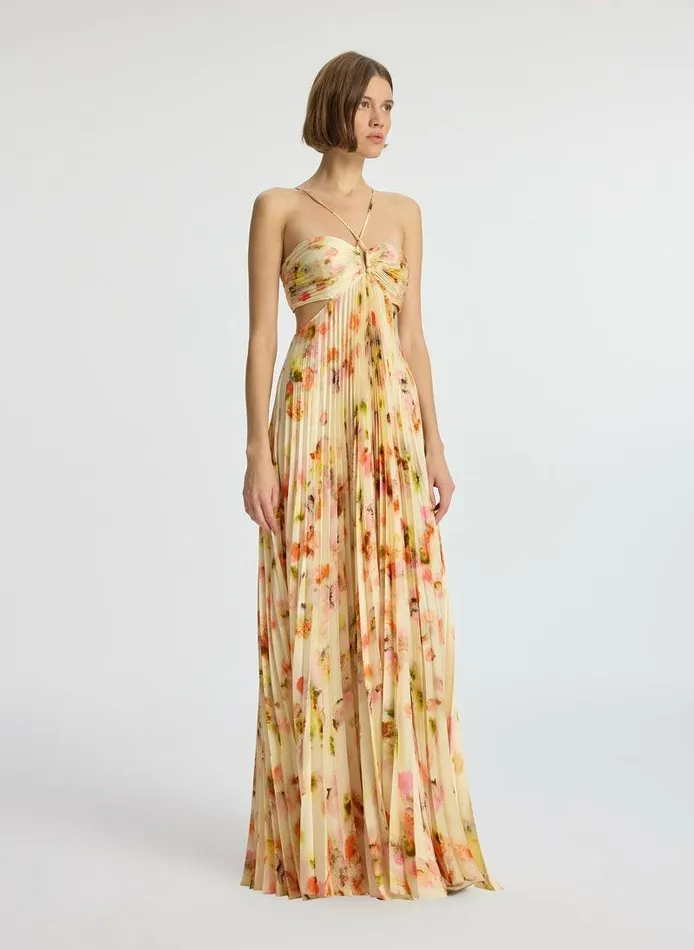 Dresses Women ALC Moira Satin Pleated Dress Pale Peach Multi