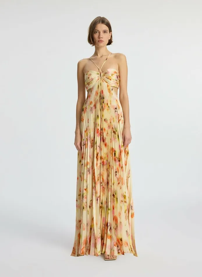 Dresses Women ALC Moira Satin Pleated Dress Pale Peach Multi Dresses Women ALC Moira Satin Pleated Dress Pale Peach Multi