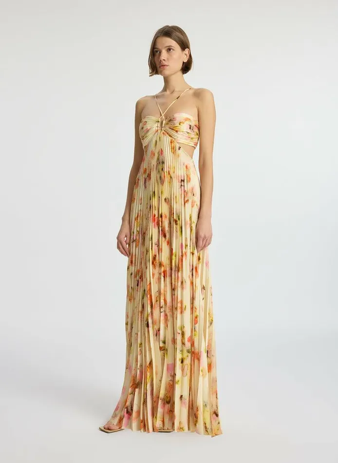 Dresses Women ALC Moira Satin Pleated Dress Pale Peach Multi Dresses Women ALC Moira Satin Pleated Dress Pale Peach Multi
