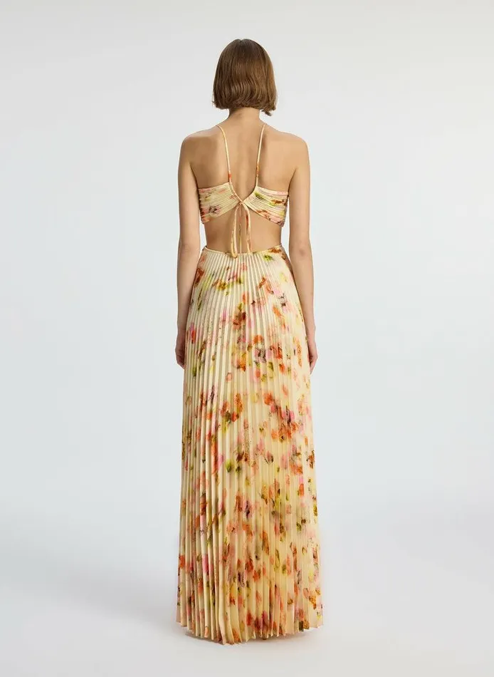 Dresses Women ALC Moira Satin Pleated Dress Pale Peach Multi Dresses Women ALC Moira Satin Pleated Dress Pale Peach Multi