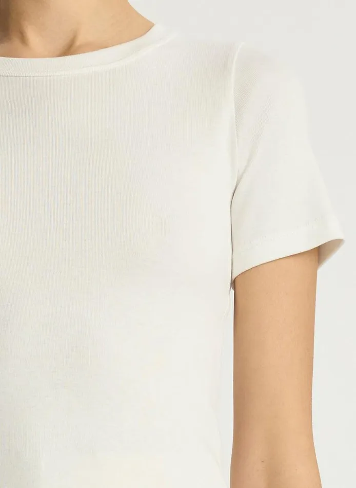 Dresses Women ALC Paloma Cotton Rib Baby Tee White Dresses Women ALC Paloma Cotton Rib Baby Tee White