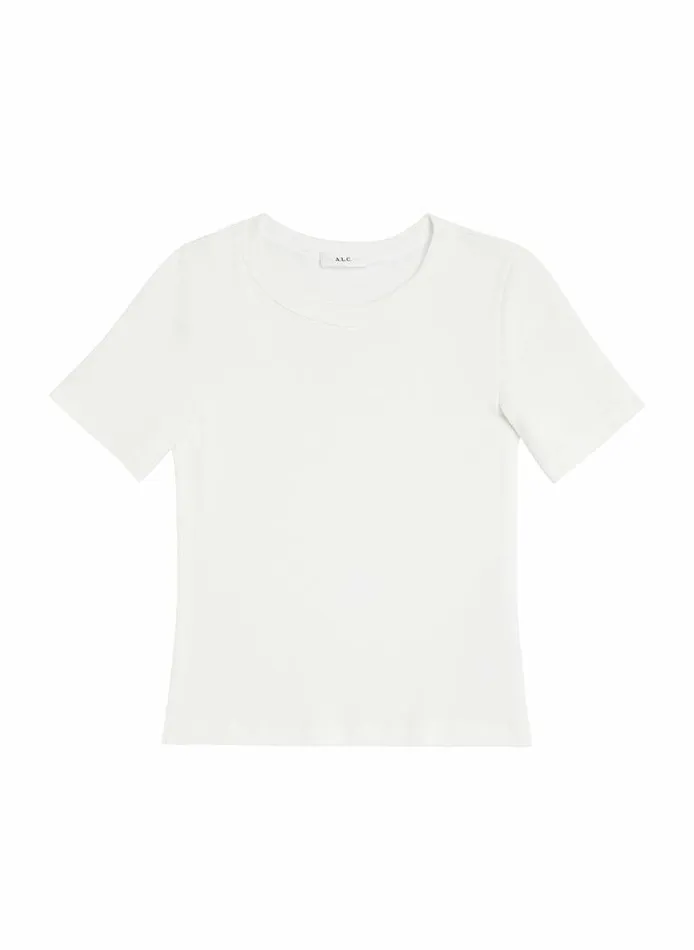 Dresses Women ALC Paloma Cotton Rib Baby Tee White Dresses Women ALC Paloma Cotton Rib Baby Tee White