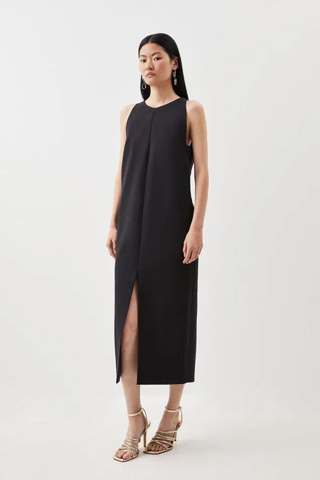 Dresses Women Karen Millen Compact Stretch Clean Sleeveless Midi Dress Black