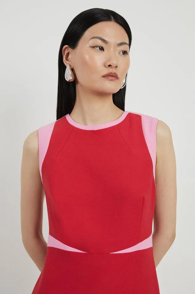 Dresses Women Karen Millen Compact Stretch Contrast Panel Tailored Maxi Dress Multi