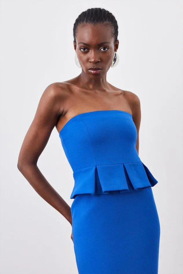 Dresses Women Karen Millen Compact Stretch Peplum Midi Dress Cobalt