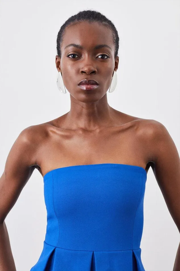 Dresses Women Karen Millen Compact Stretch Peplum Midi Dress Cobalt