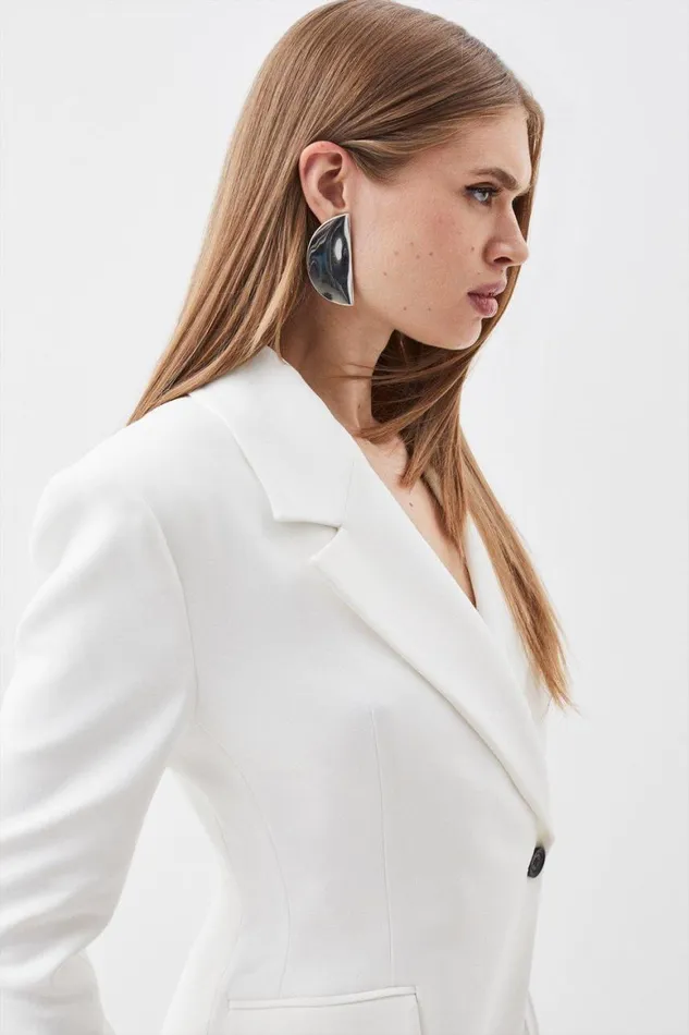 Dresses Women Karen Millen Compact Stretch Soft Tailored Panel Blazer Mini Dress Ivory