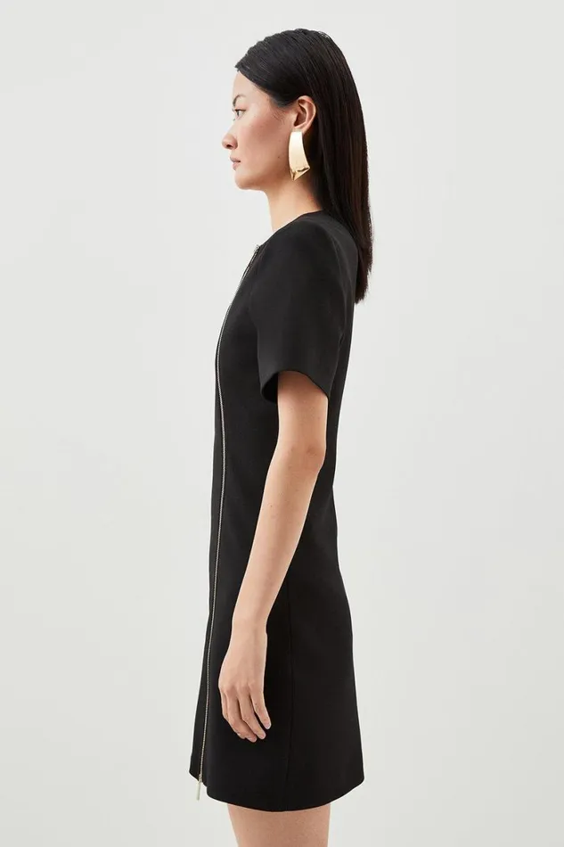 Dresses Women Karen Millen Compact Stretch Zip Detail Tailored Mini Dress Black