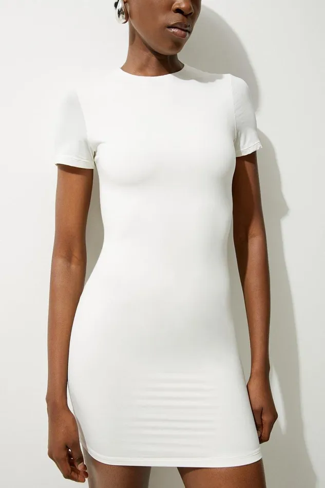 Dresses Women Karen Millen Contour Jersey Mini Tshirt Dress Ivory